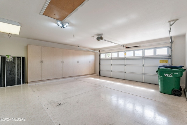 garage with a garage door opener