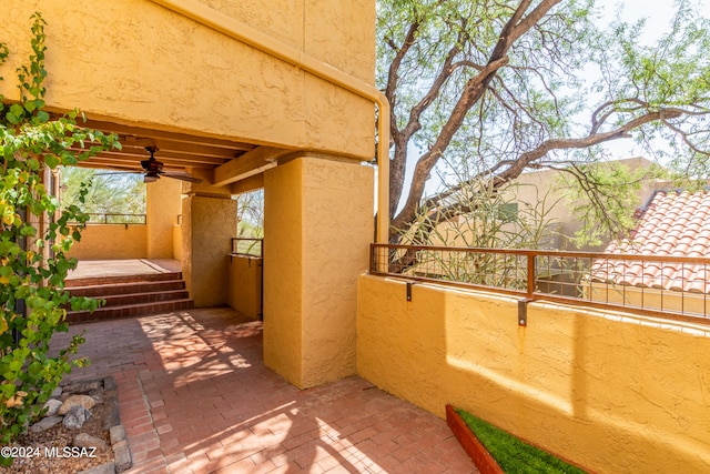 view of patio with ceiling fan