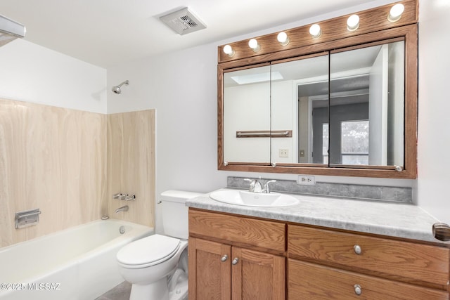 full bathroom featuring vanity, toilet, and shower / bathing tub combination