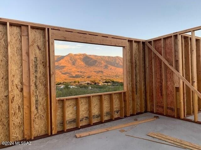 interior space featuring a mountain view