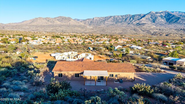 drone / aerial view with a mountain view