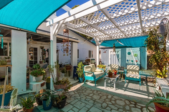 view of patio / terrace featuring a pergola