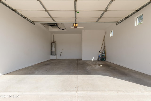 garage featuring water heater