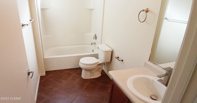 full bathroom featuring vanity, bathtub / shower combination, toilet, and tile patterned floors