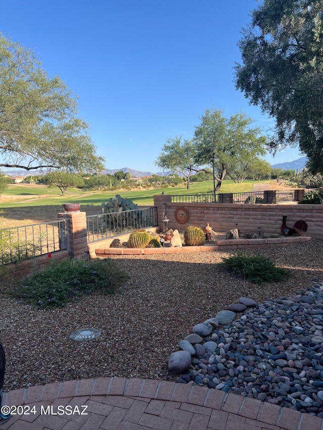 view of yard featuring a mountain view