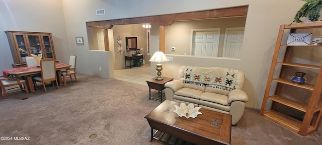 living room featuring carpet floors