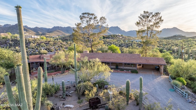 exterior space with a mountain view