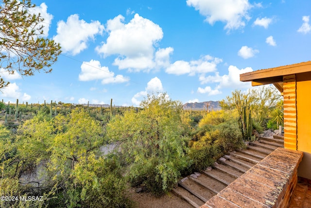 exterior space featuring a mountain view