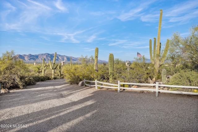 exterior space featuring a mountain view