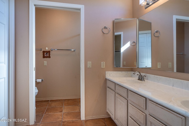 bathroom featuring tile patterned floors, vanity, and toilet