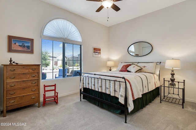 bedroom with carpet and ceiling fan