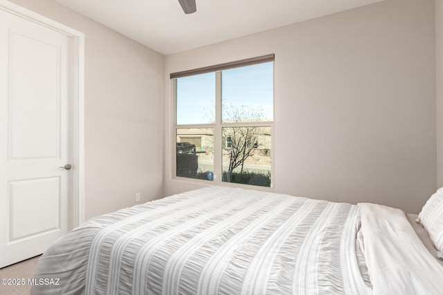 bedroom featuring ceiling fan