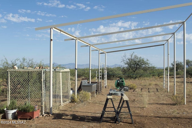 view of yard with a mountain view