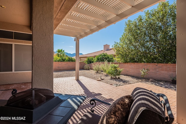 view of patio / terrace featuring a pergola