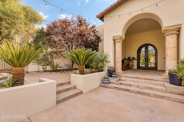 property entrance with french doors