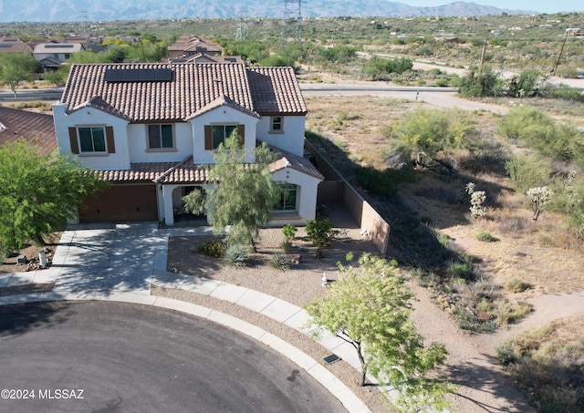 bird's eye view featuring a mountain view