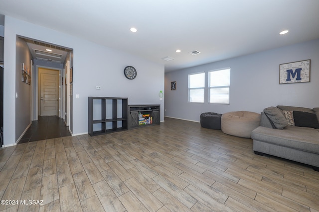 living room featuring light hardwood / wood-style flooring