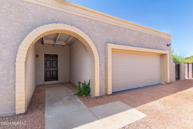 entrance to property with a garage