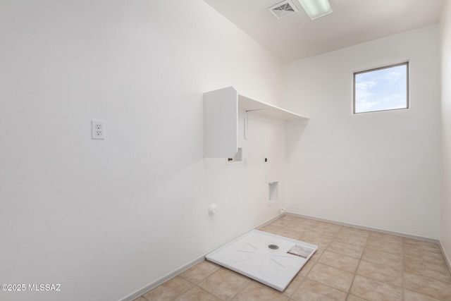 laundry room with laundry area, visible vents, baseboards, hookup for a gas dryer, and hookup for an electric dryer