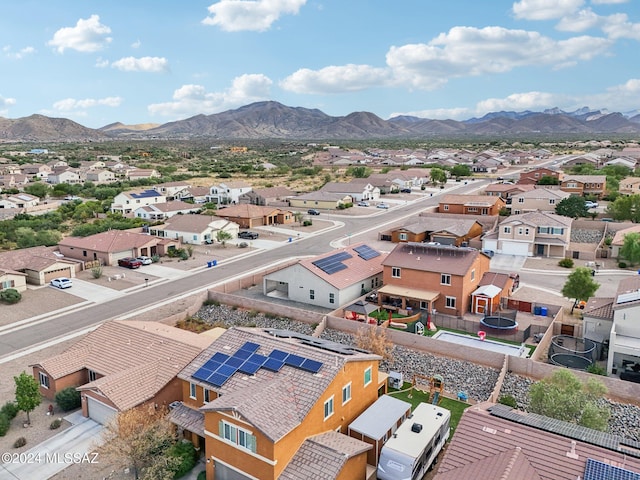 drone / aerial view featuring a mountain view