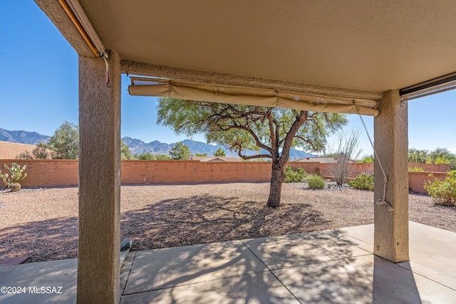 view of patio featuring a mountain view