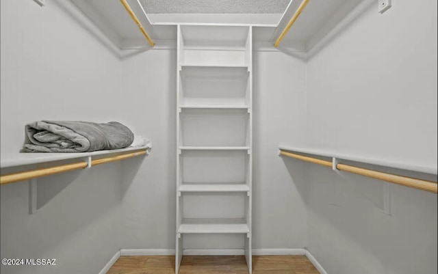 spacious closet featuring hardwood / wood-style flooring