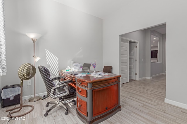 office area featuring light hardwood / wood-style floors