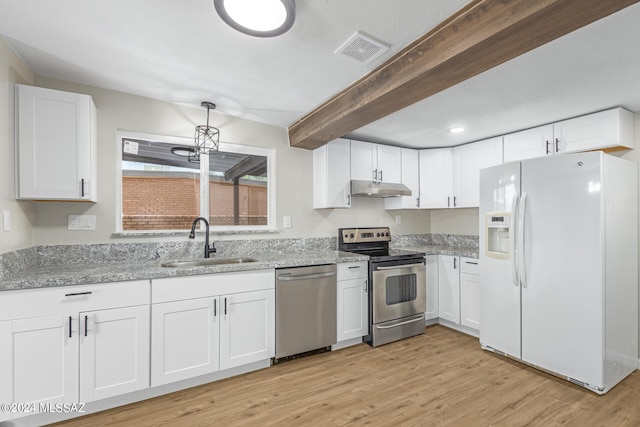 kitchen with white cabinetry, sink, and stainless steel appliances