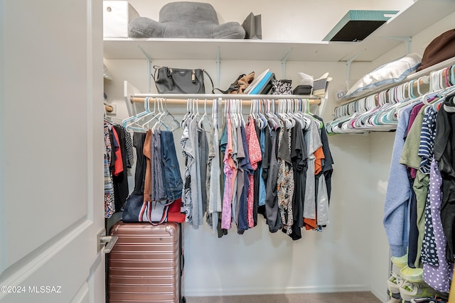 walk in closet featuring carpet