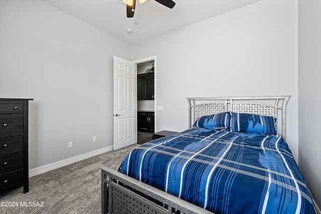 bedroom with carpet floors and ceiling fan