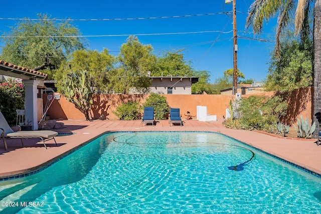 view of swimming pool with a patio