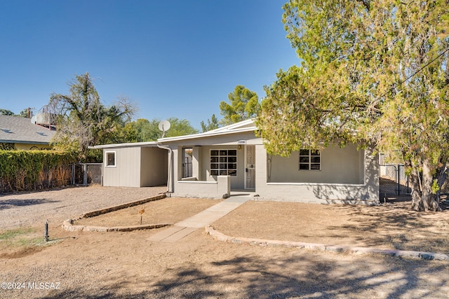 view of front of home with a patio