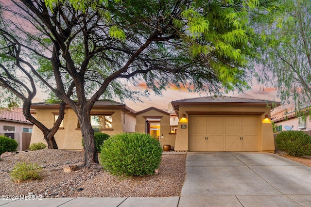 view of front of property featuring a garage