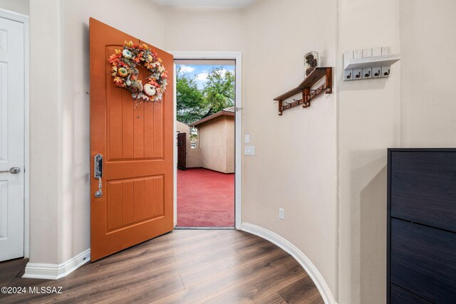 foyer entrance featuring hardwood / wood-style floors