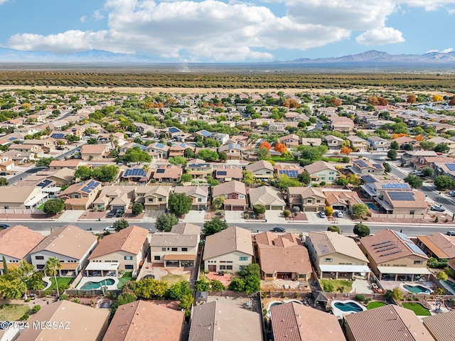 bird's eye view with a mountain view