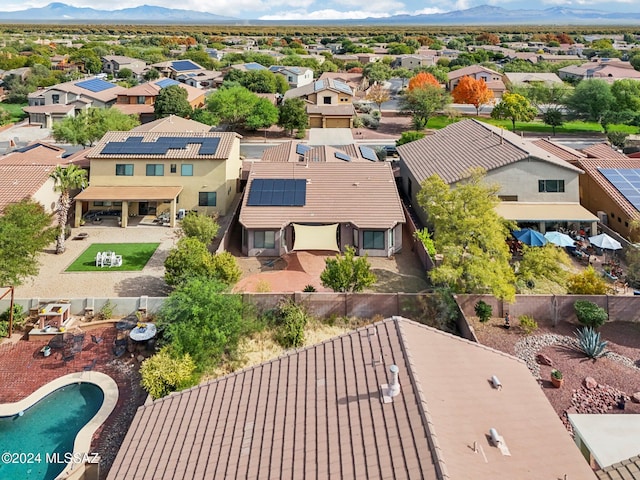 bird's eye view with a mountain view