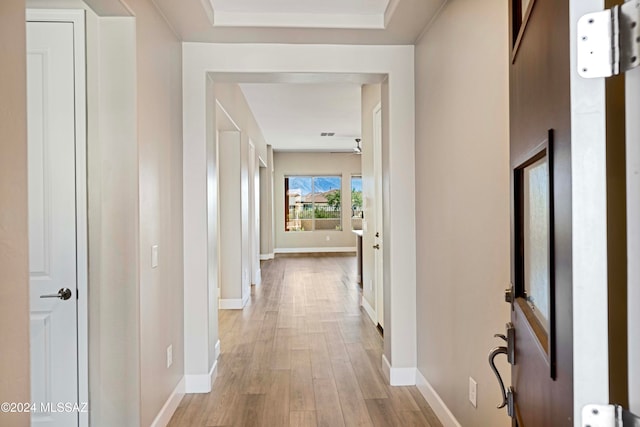 hall featuring light hardwood / wood-style flooring