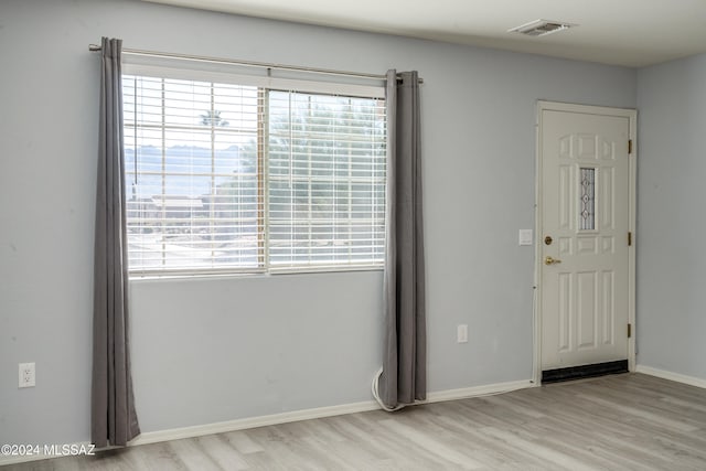 foyer featuring a healthy amount of sunlight and light hardwood / wood-style flooring