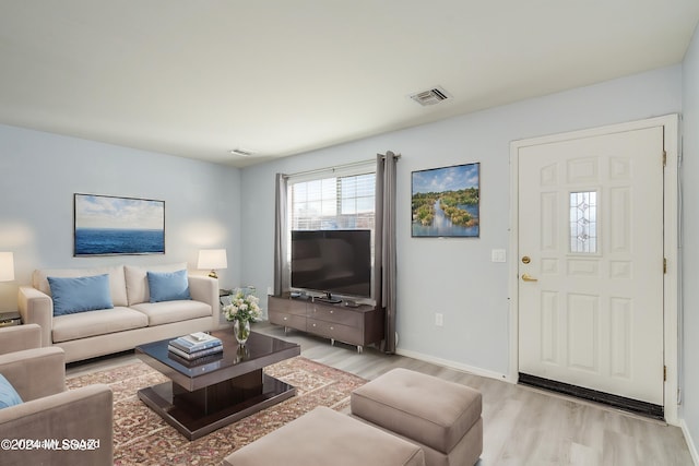 living room featuring light hardwood / wood-style flooring