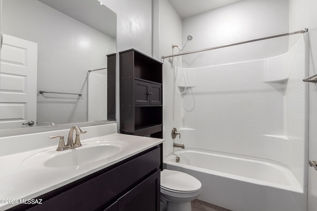 full bathroom featuring vanity, toilet, and tub / shower combination