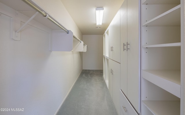 spacious closet featuring light carpet