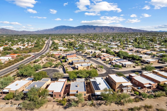 drone / aerial view featuring a mountain view