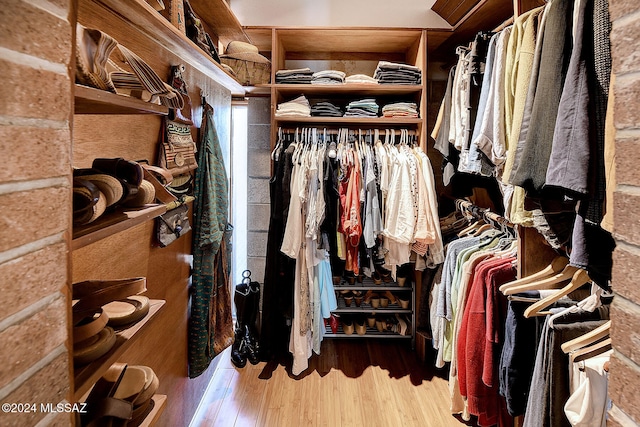 spacious closet with hardwood / wood-style flooring