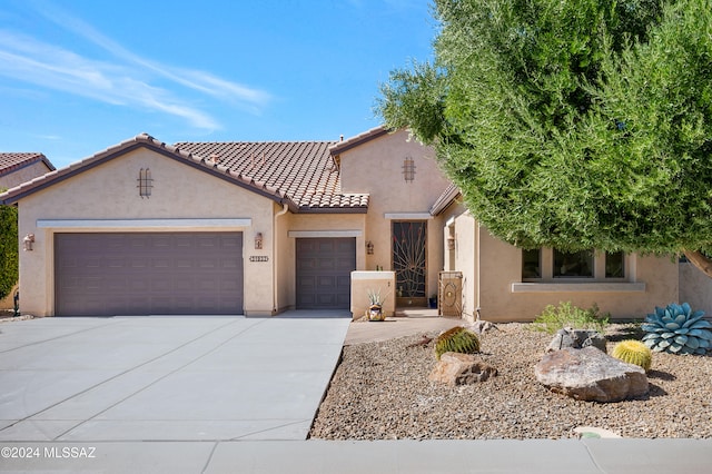 view of front of property with a garage