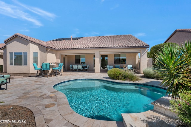 view of swimming pool with a patio area