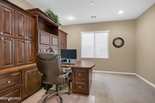 office with light carpet