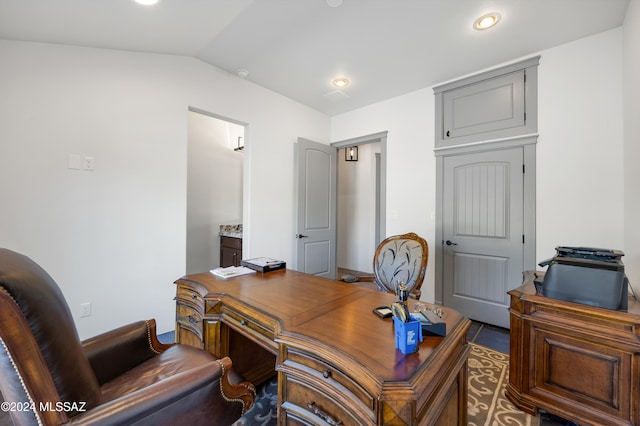 office featuring vaulted ceiling