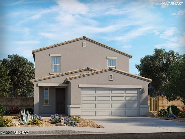 view of front facade with a garage