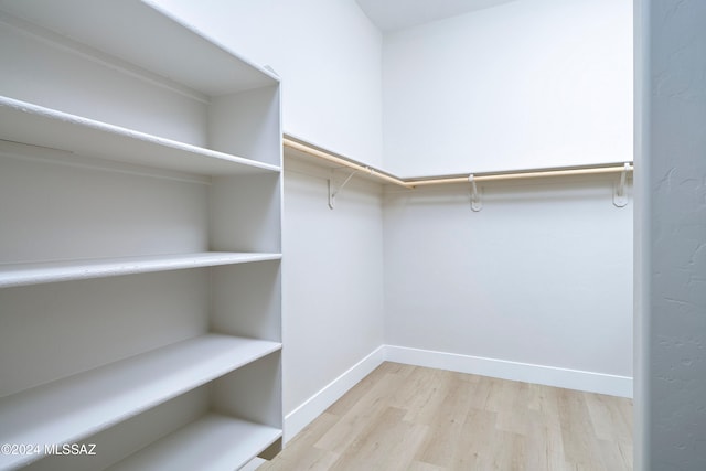 walk in closet with light wood-type flooring