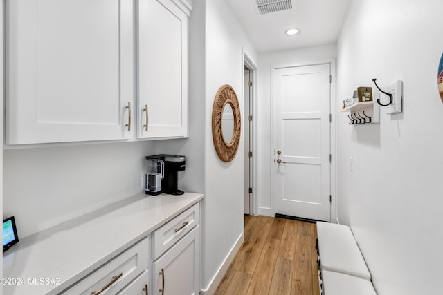 interior space with light hardwood / wood-style floors